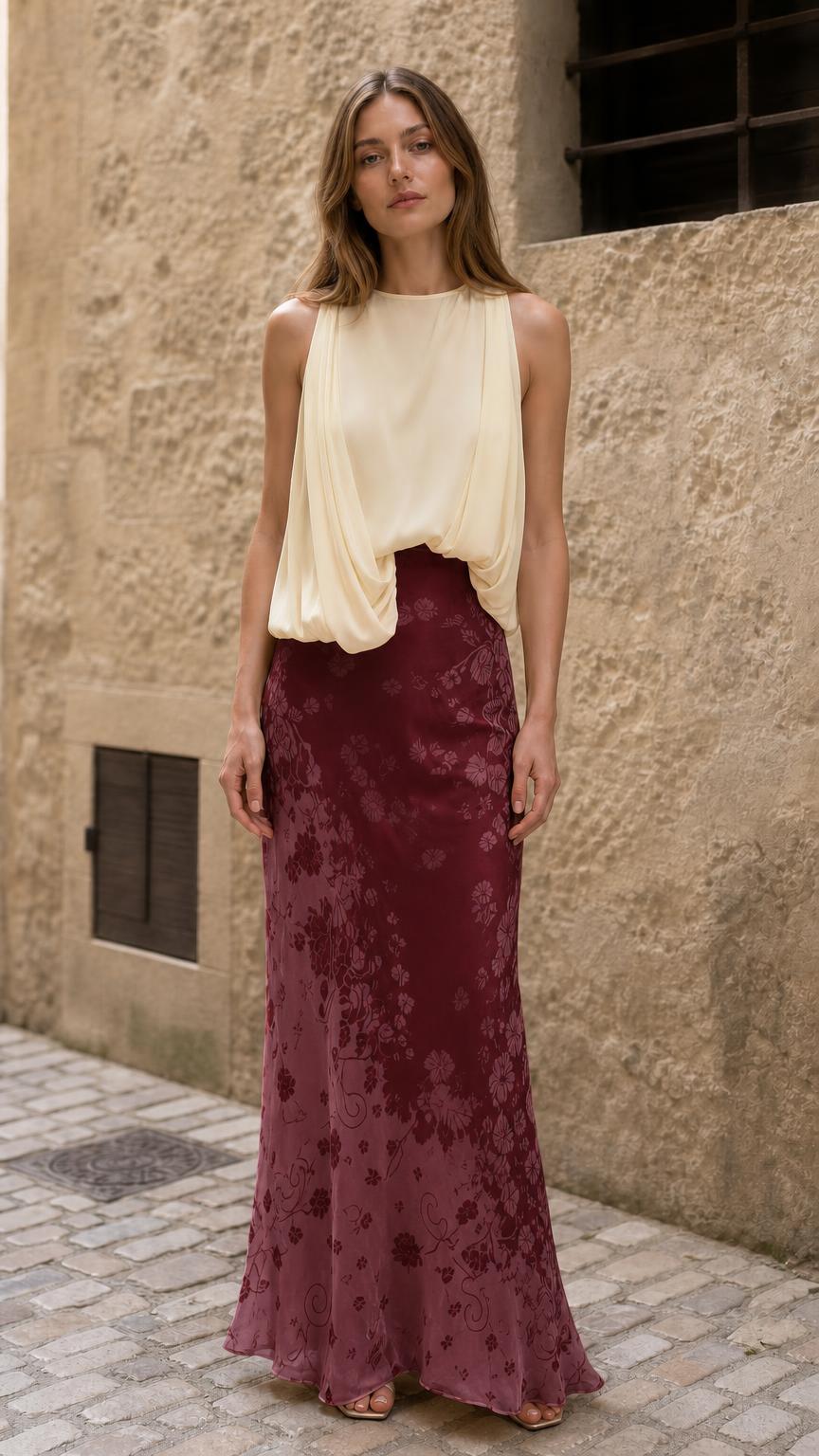 Front view in burgundy color variant