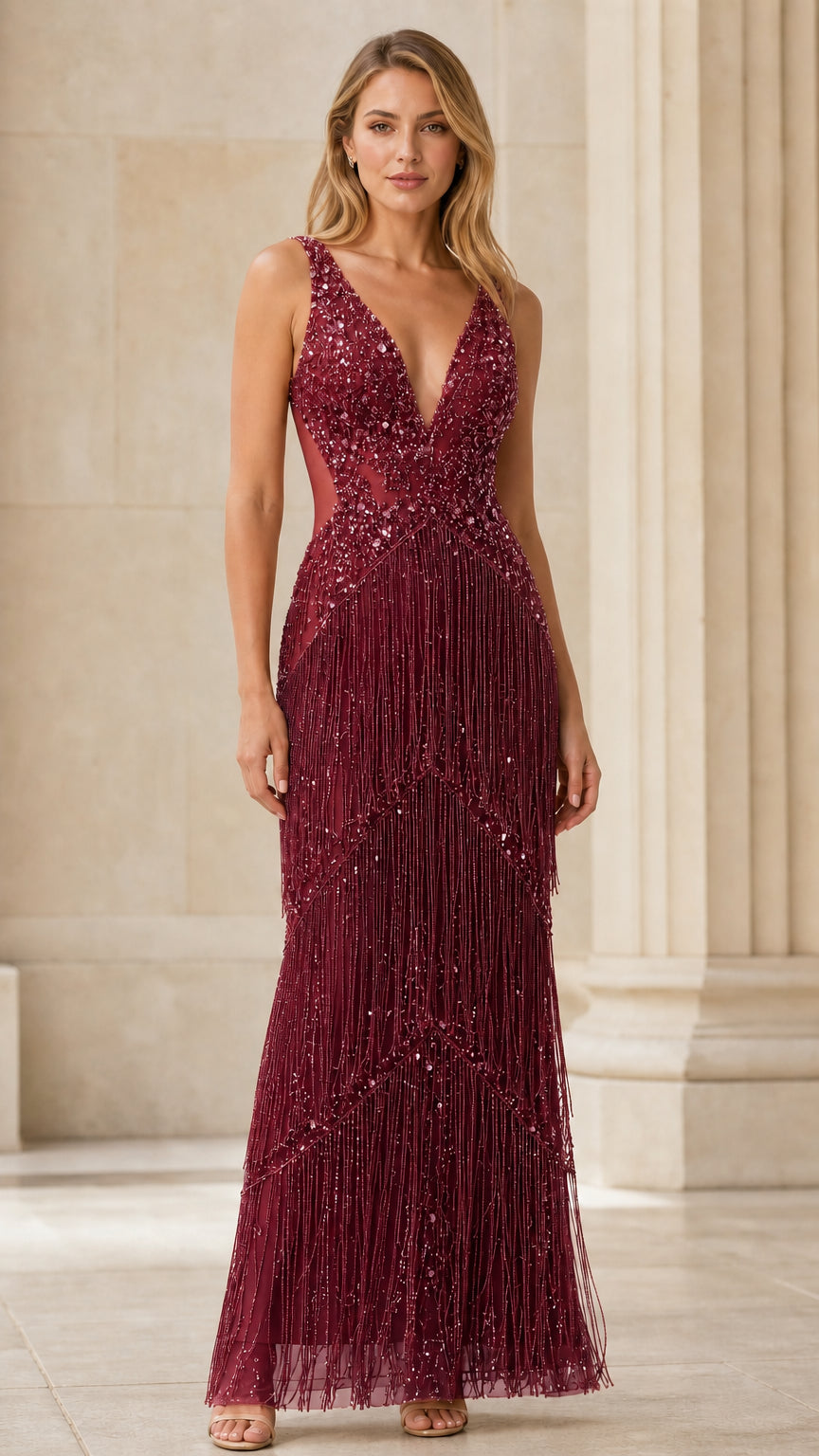 Front view of the burgundy color variant