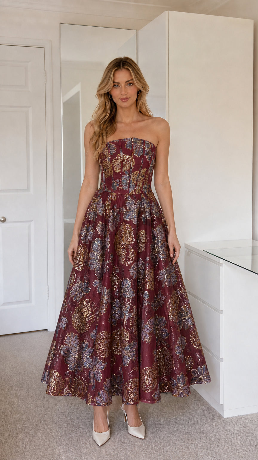 Full front view of burgundy color variant