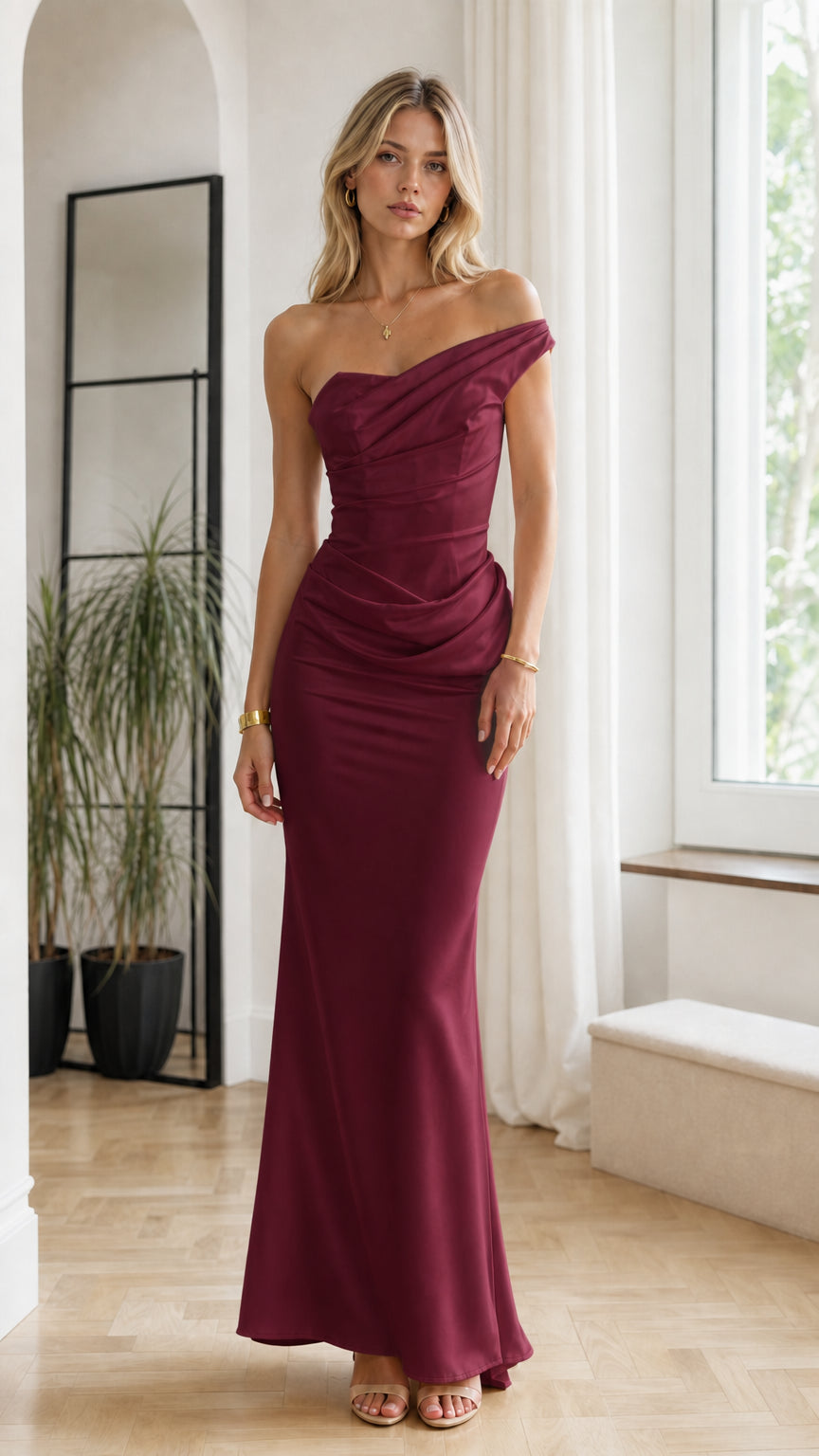 Front view in burgundy color variant