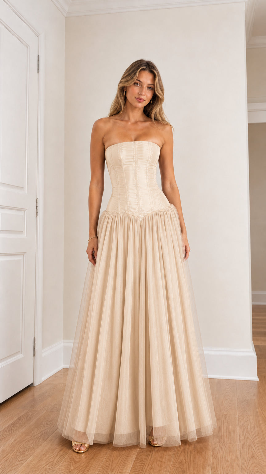 Front view in champagne color variant