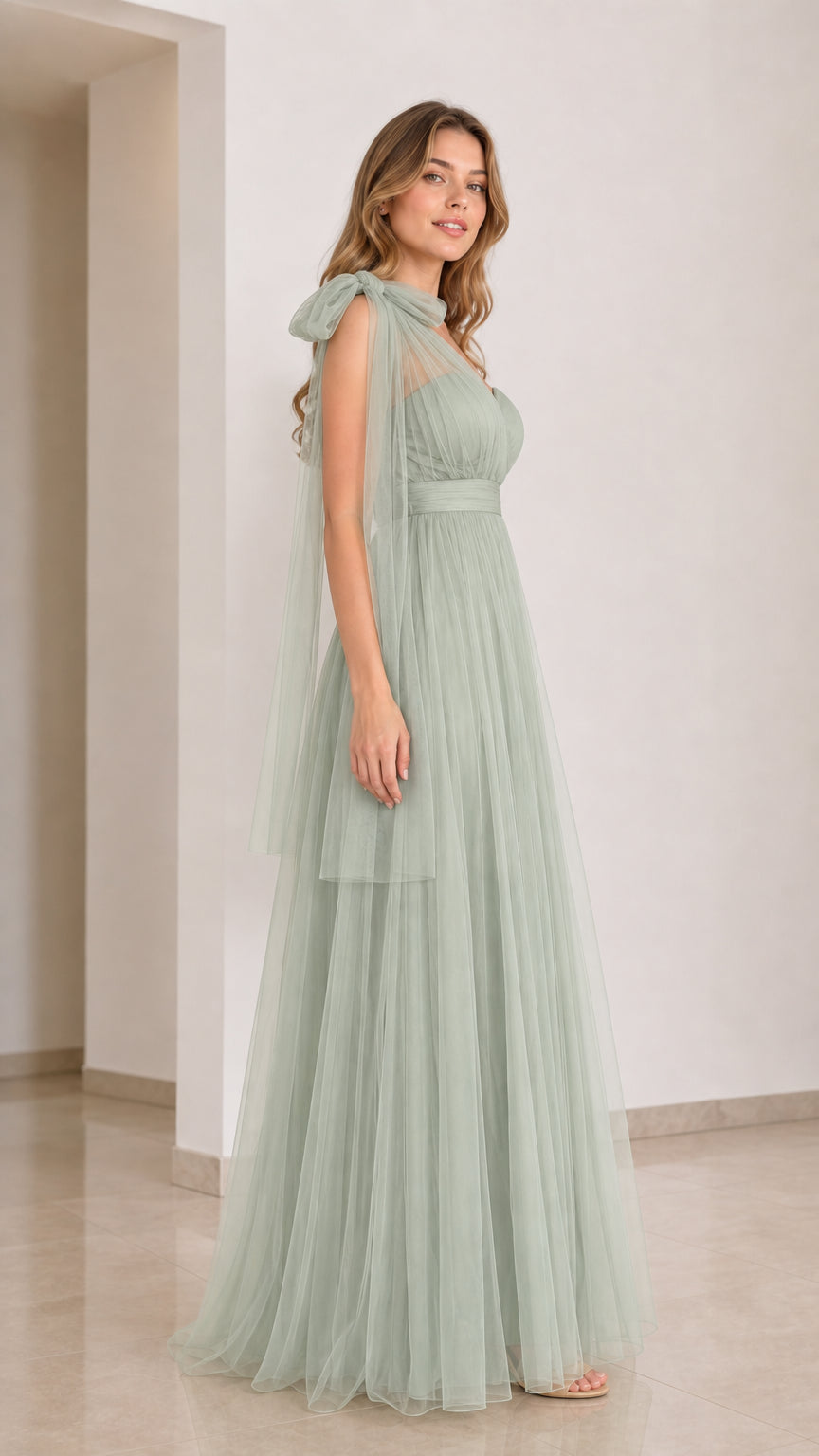Sage Green tulle dress side view