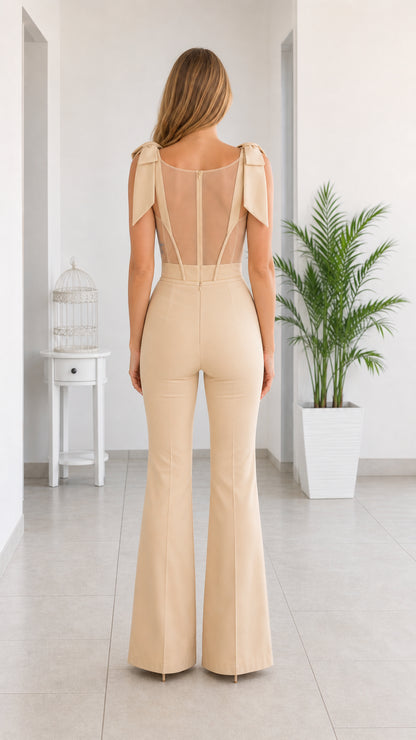 Back view showing sheer mesh corset details