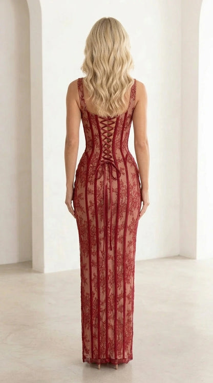 Back view showing corset lacing detail