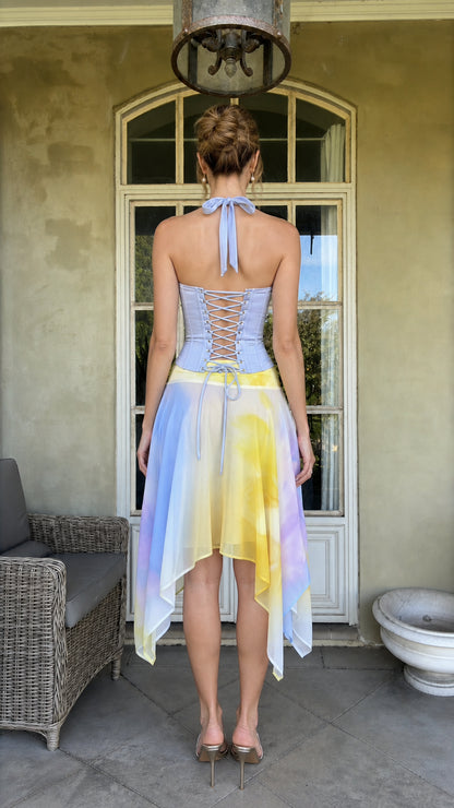 Back view showcasing lace-up corset detail