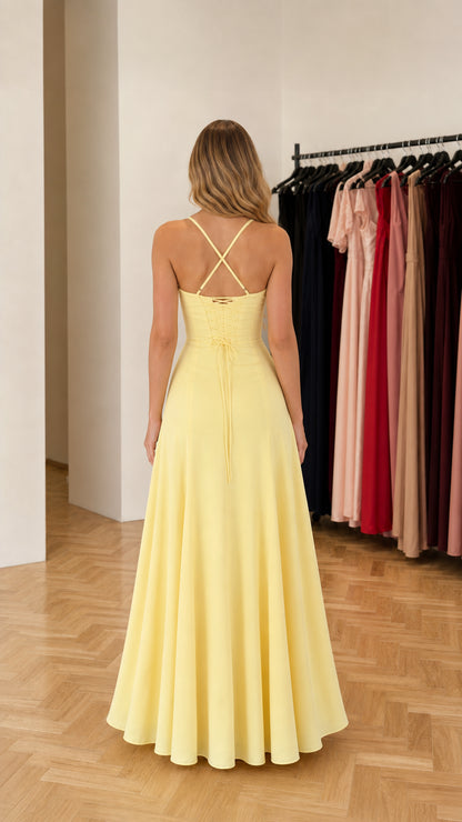 Back view showing criss-cross straps and lace-up detail
