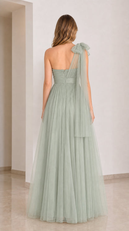 Sage Green tulle dress back view