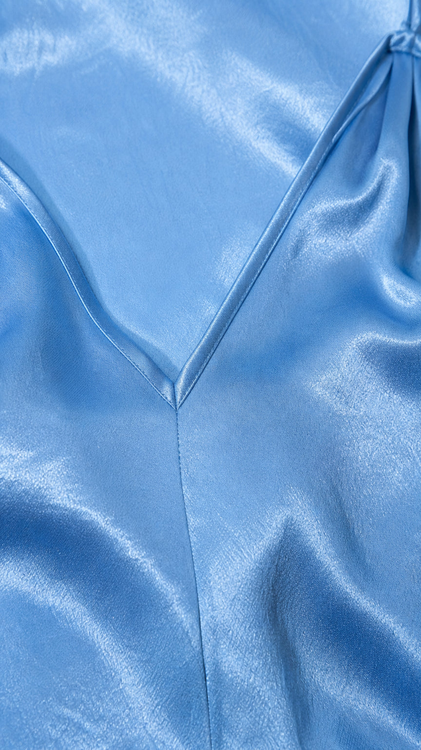 Close up texture of blue satin fabric