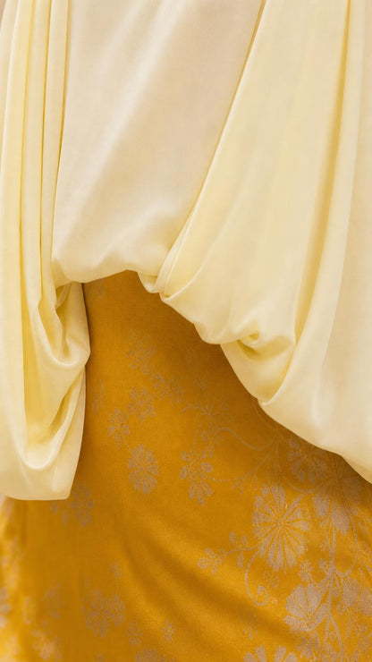 Close-up detail of fabric texture and drape