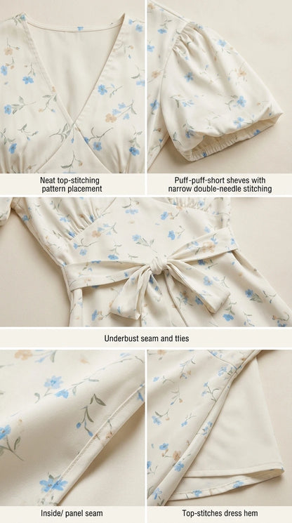 Close-up details of neckline, sleeves, and seams