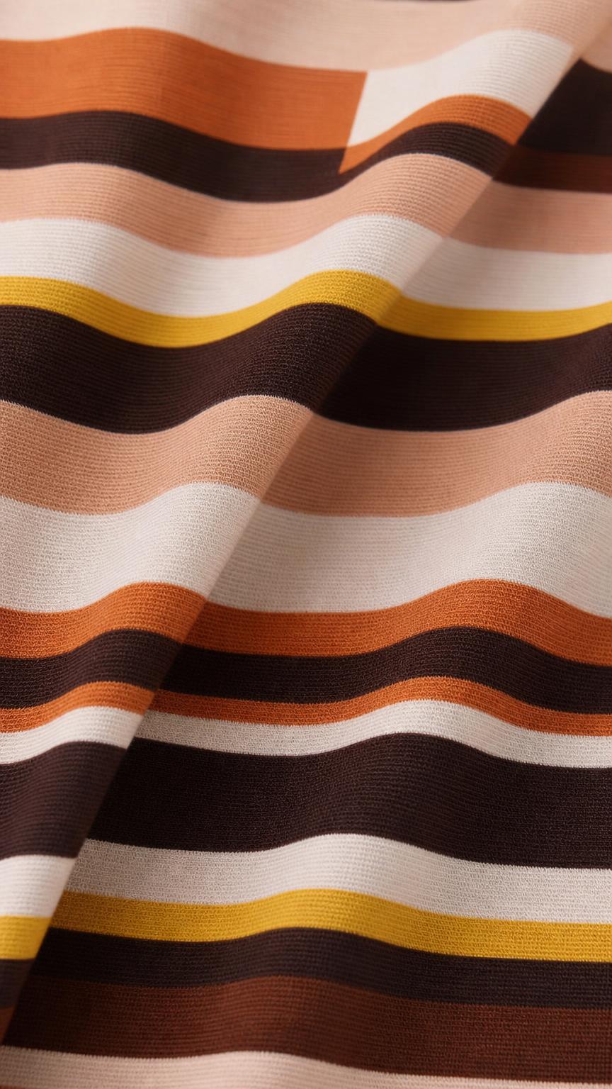 Close-up detail of the horizontal and vertical striped knit fabric