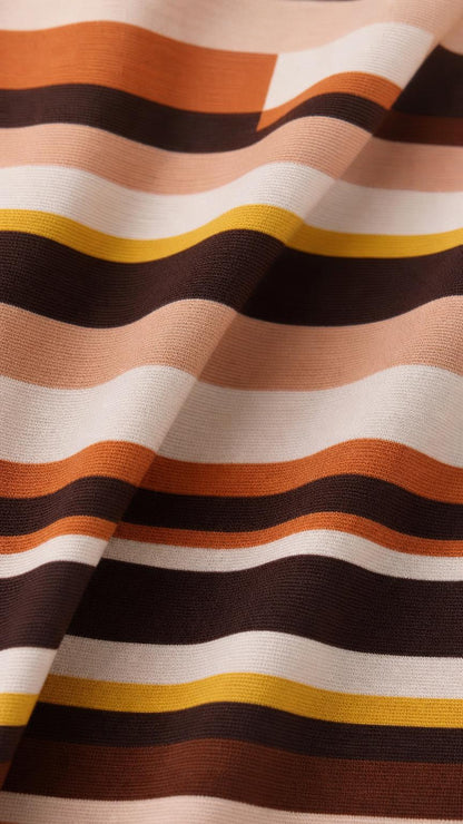 Close-up detail of the horizontal and vertical striped knit fabric