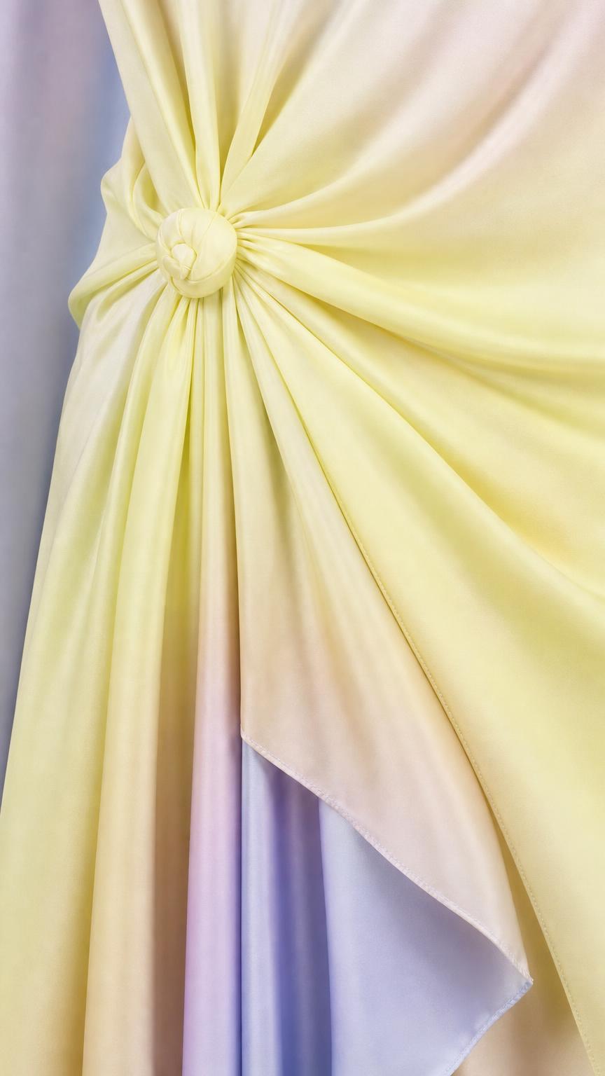 Close-up of the waist knot and ombre fabric texture