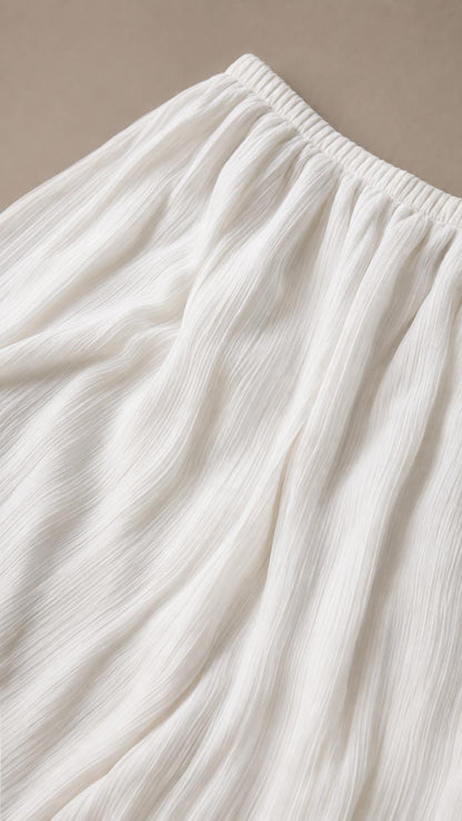 Close-up detail of white textured crinkled fabric