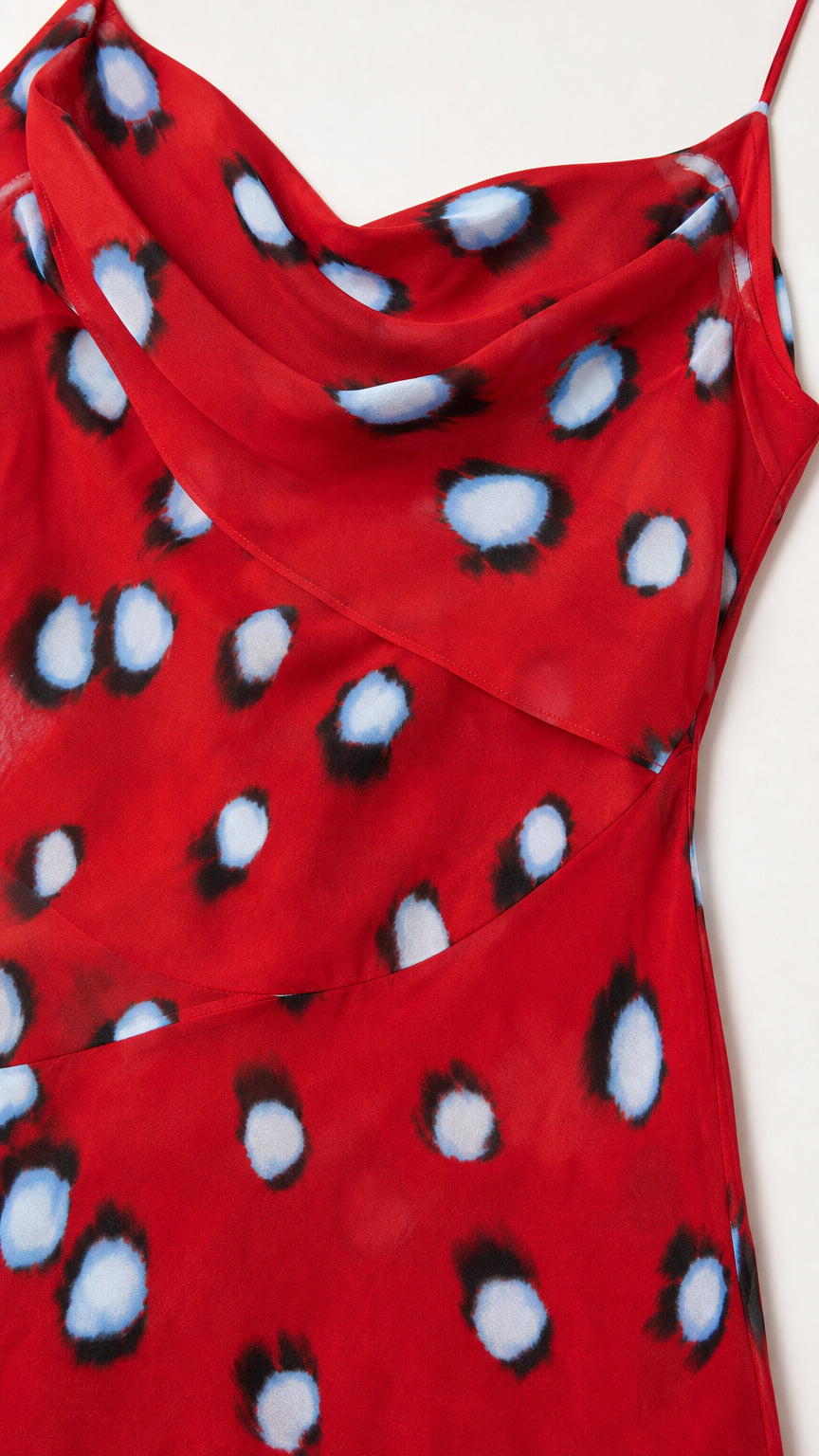 Cowl Neck Abstract Dot Mini Dress