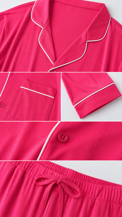 Close-up details of the notch collar, chest pocket, sleeve cuff piping, and drawstring waistband