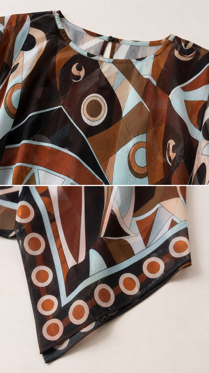 Close up of fabric pattern and construction detail