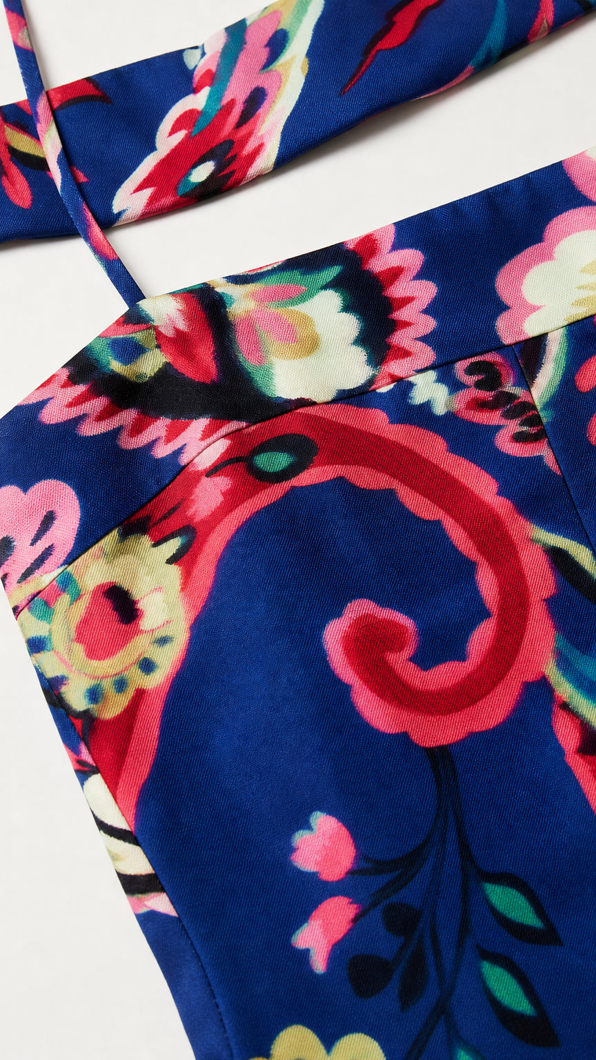 Close-up detail of fabric pattern and matching scarf