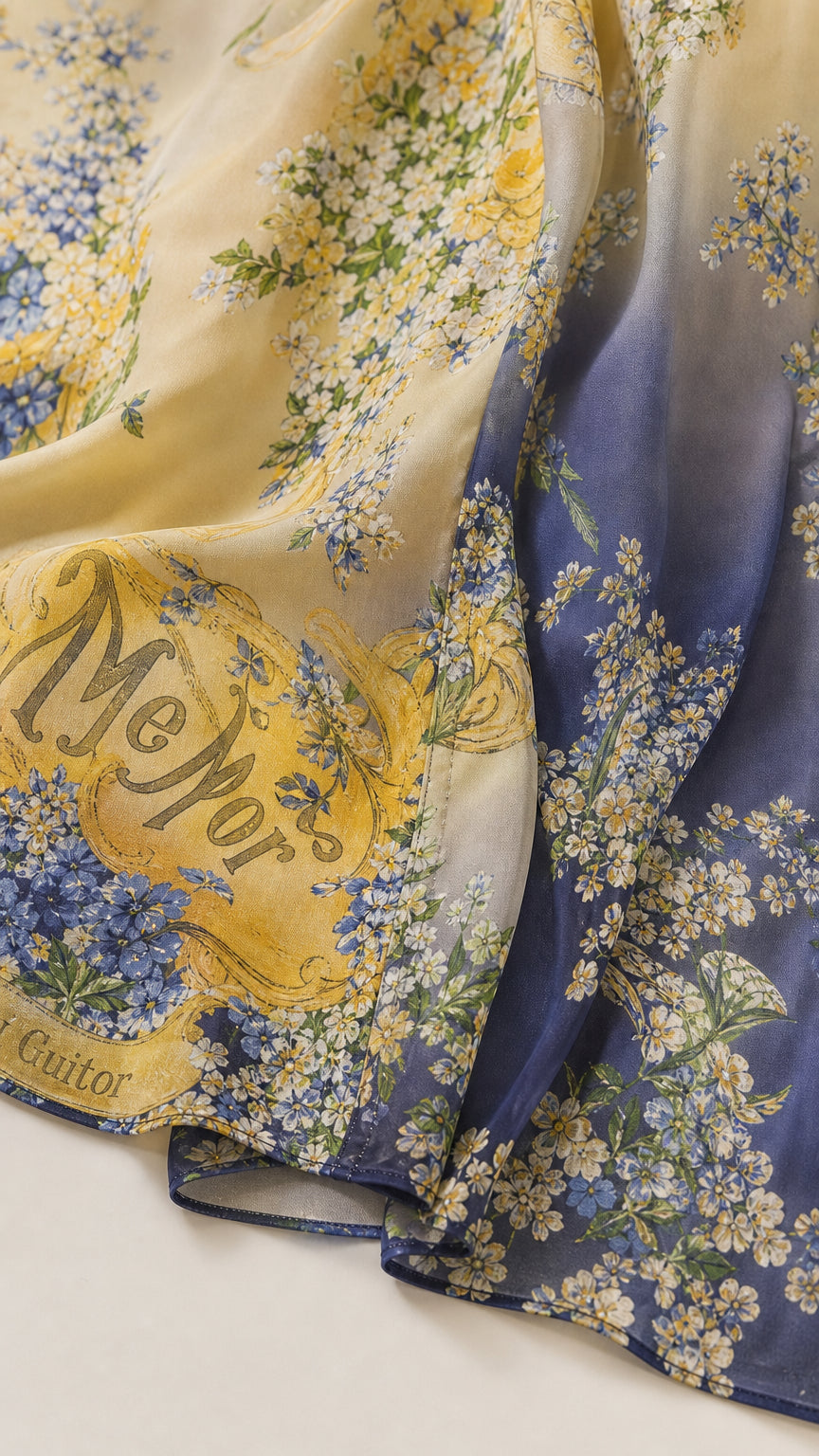 Close-up detail of the lightweight floral patterned fabric