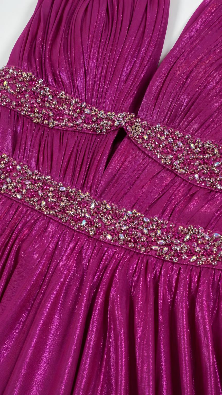 Close-up detail of crystal embellishments on the waist