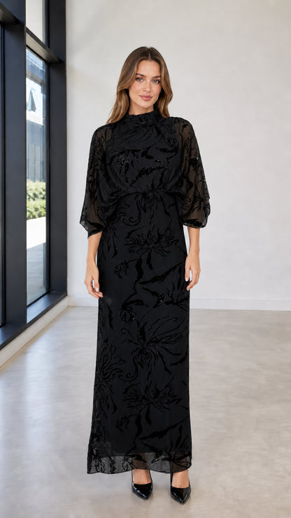 Black color variant maxi dress