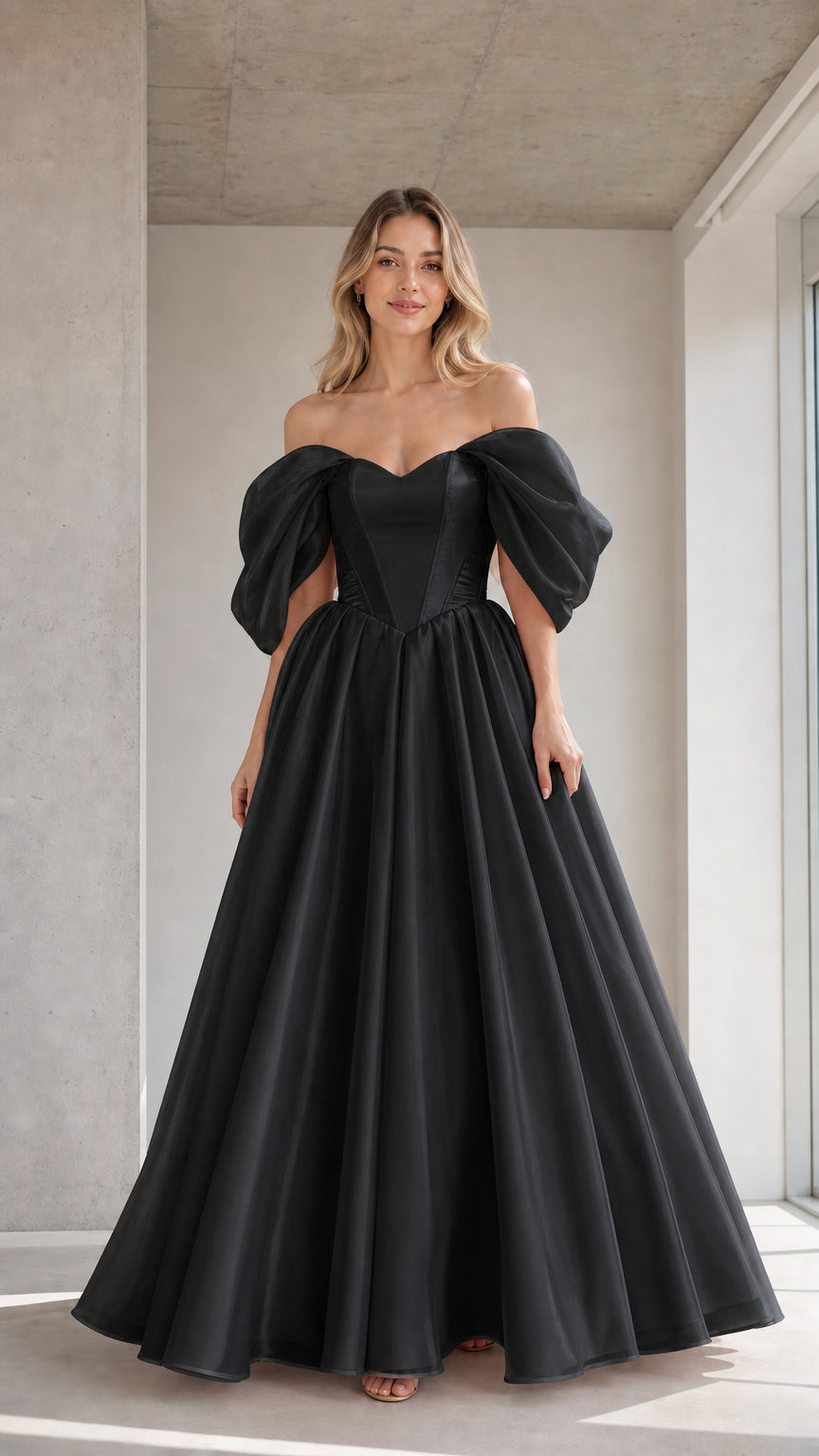 Front view of model wearing the black color variant