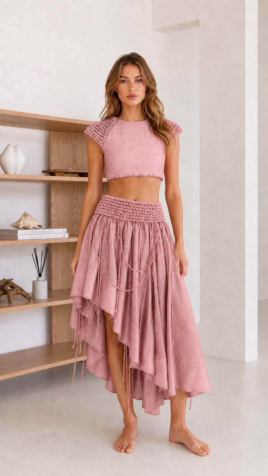 Full front view in dusty pink color variant