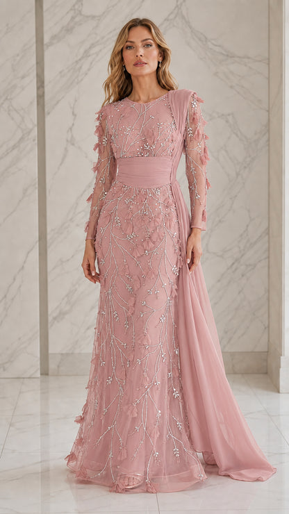 Front view of the pink evening gown variant
