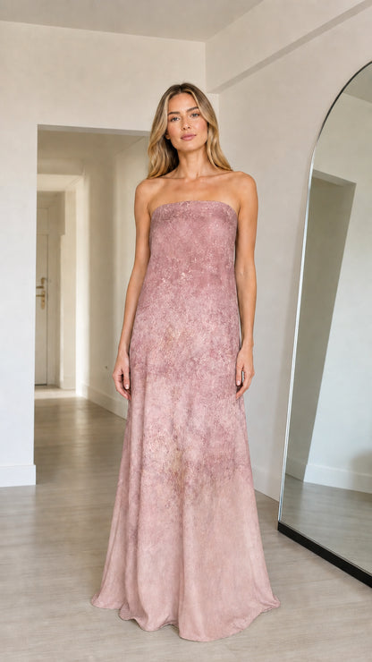 Ethereal Ombre Strapless Maxi Dress in Pink variant