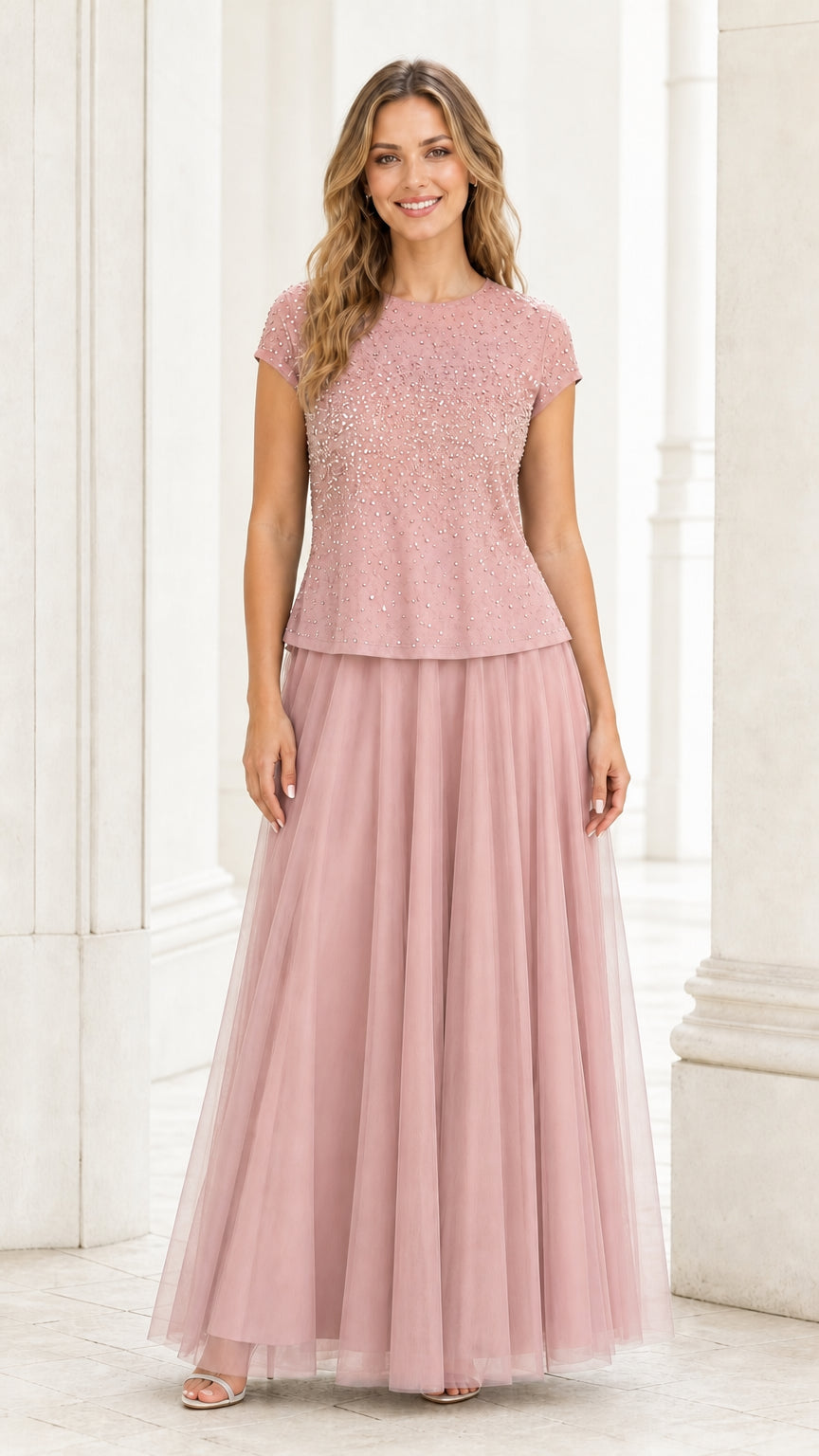 Full front view in romantic pink