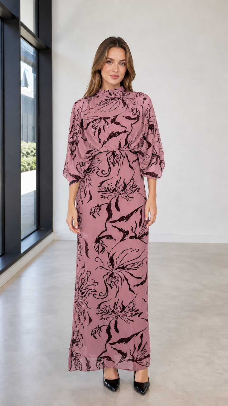 Pink color variant maxi dress