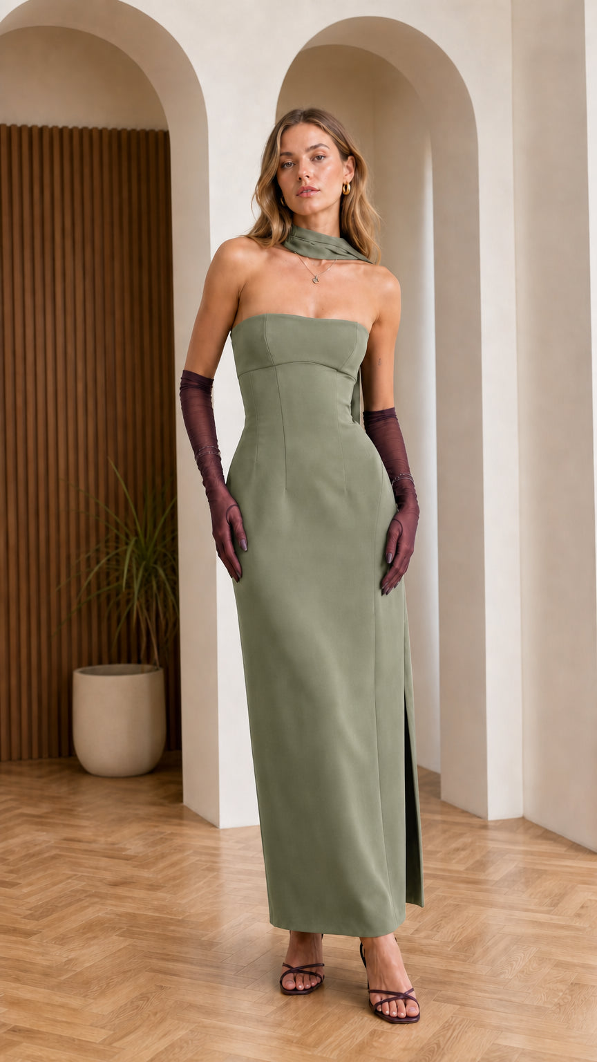 Front view in sage green colorway