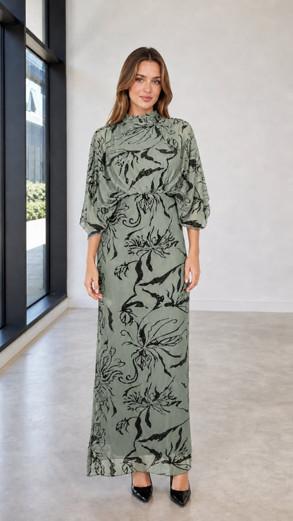 Sage color variant maxi dress