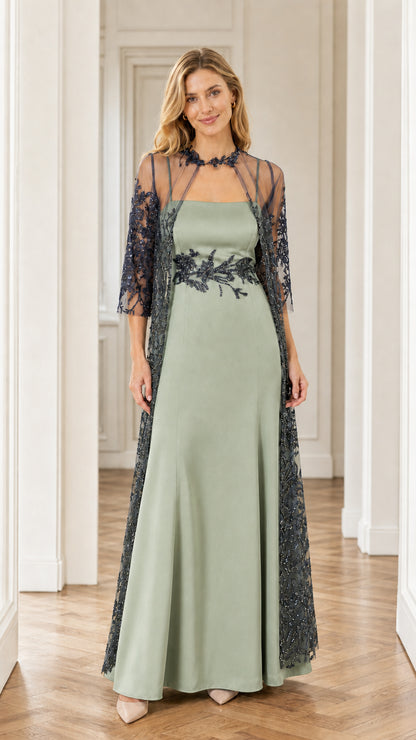 Front view in sage green colorway