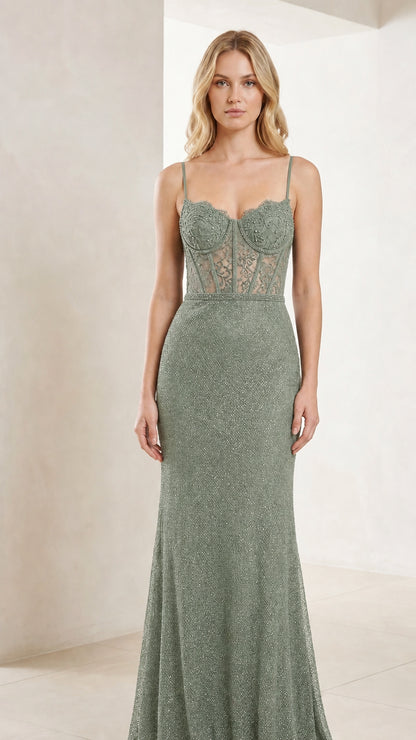 Sage green variant of the evening gown