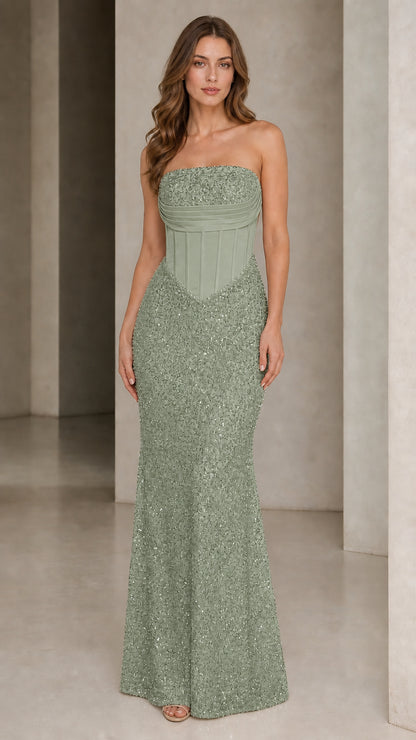 Front view in sage color variant