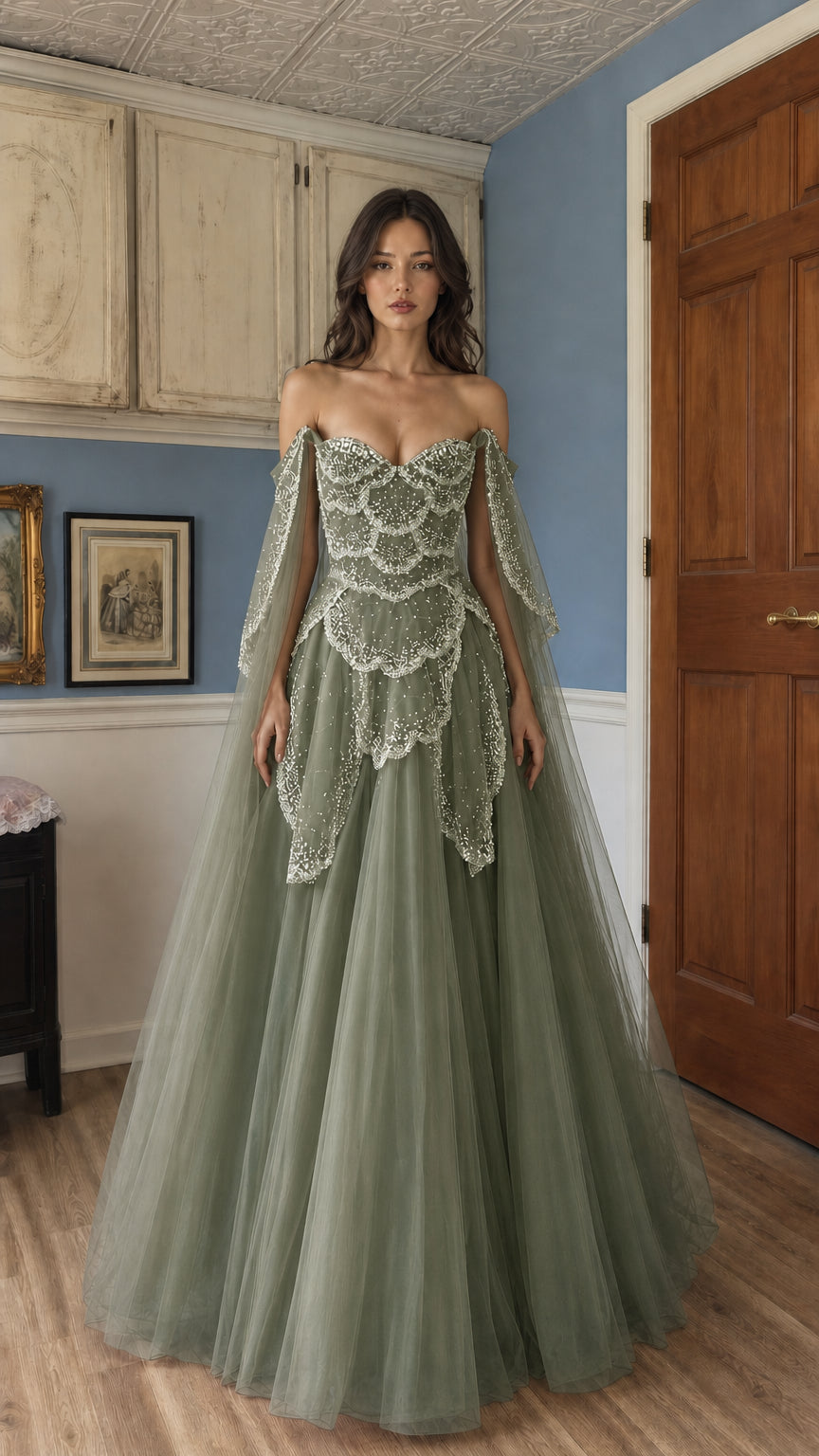 Front view of muted sage green color variant