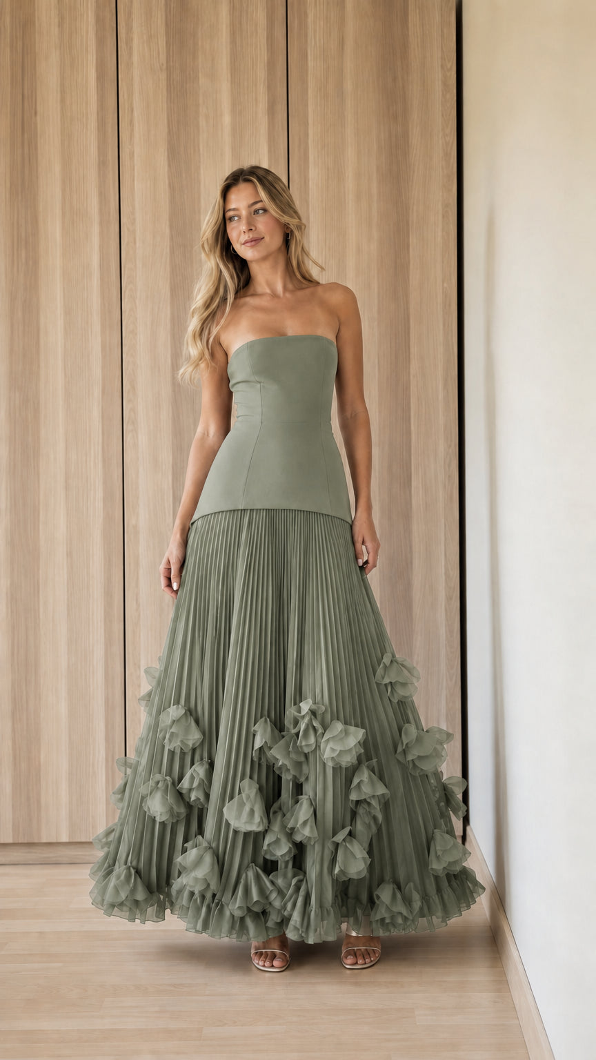 Full length front view of sage green color variant