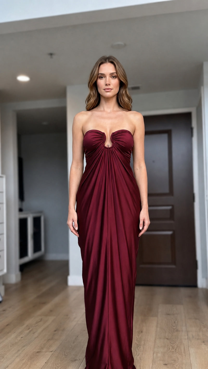 Front view in burgundy color variant