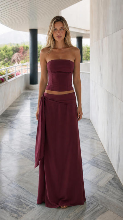 Front view in burgundy color variant