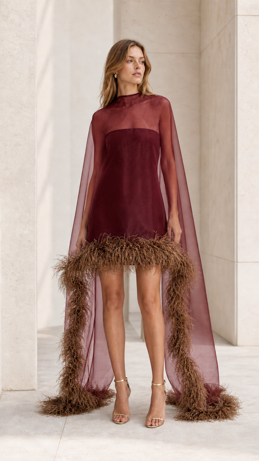Front view in burgundy color variant