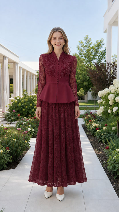 Front view in burgundy color variant