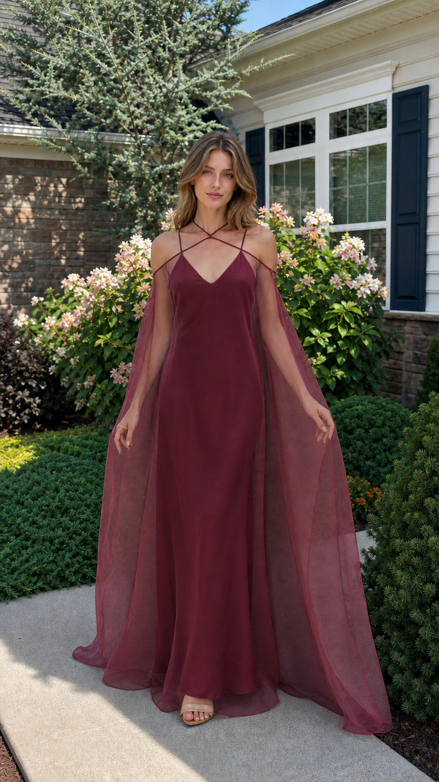 Full length view of burgundy variant