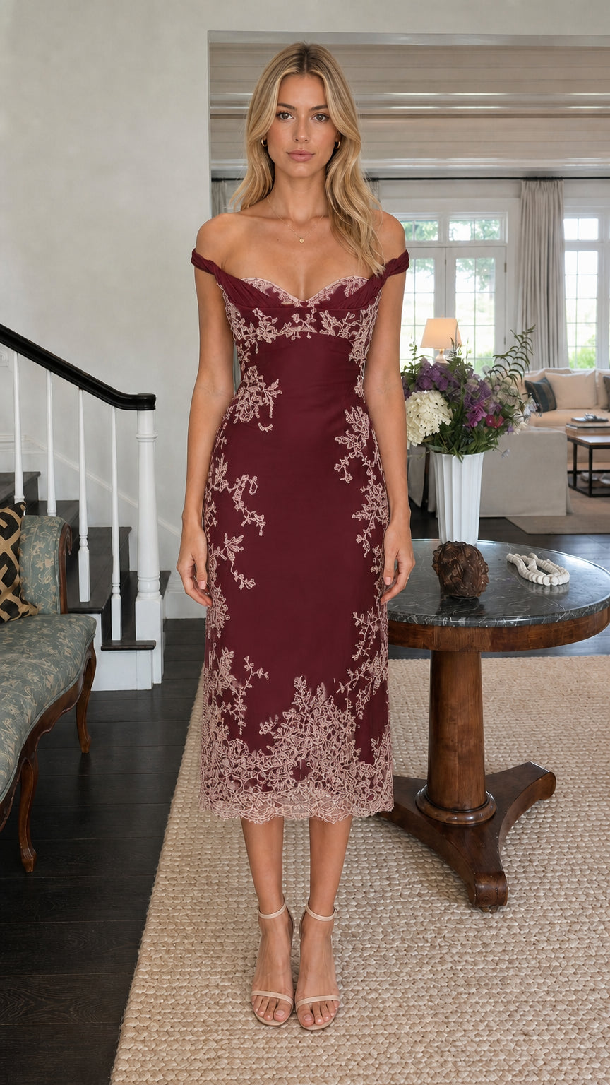 Front view in burgundy color variant