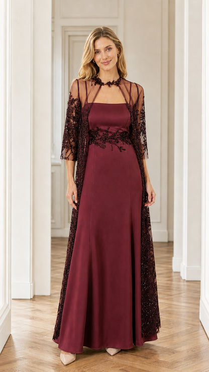 Front view in rich burgundy colorway