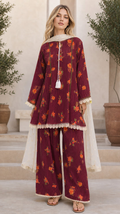 Front view of Maroon color variant