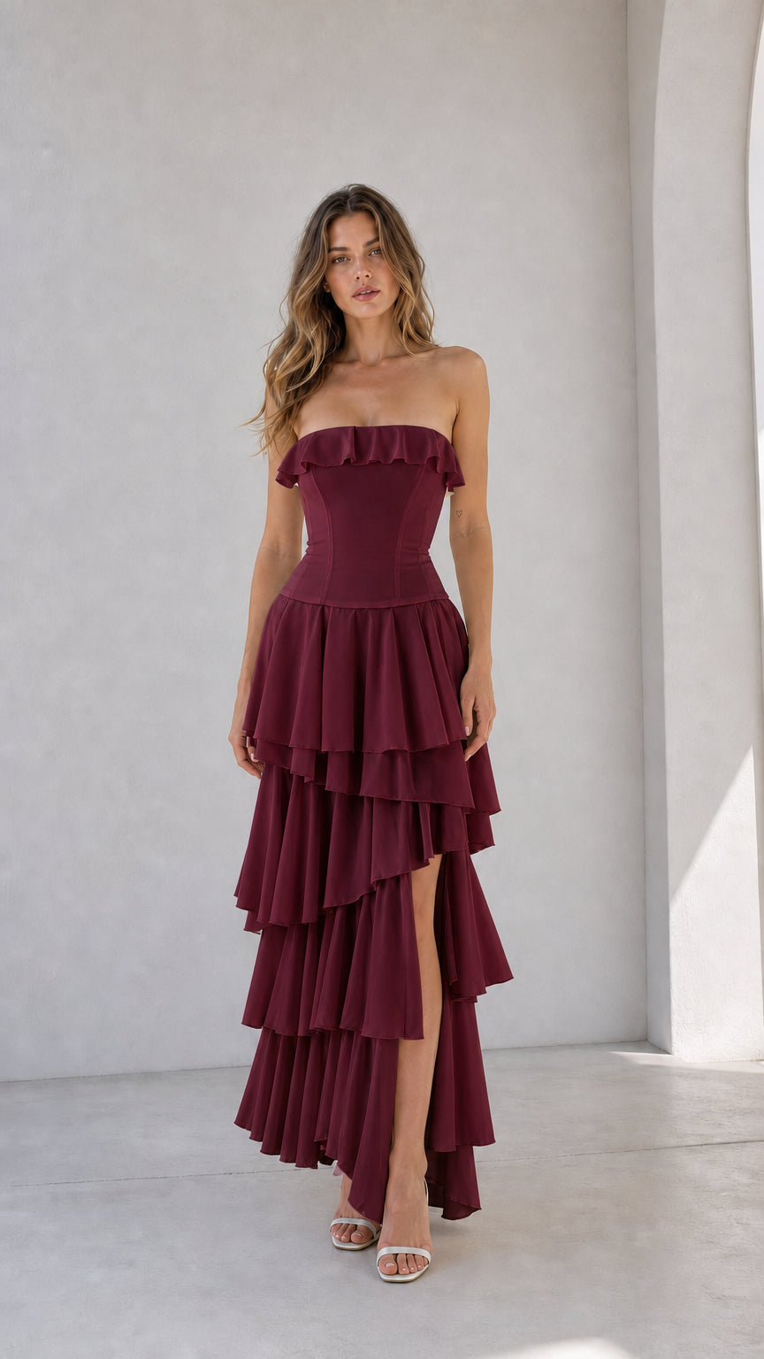Front view in burgundy color variant