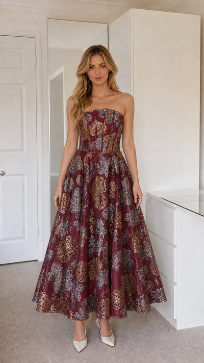 Full front view of burgundy color variant