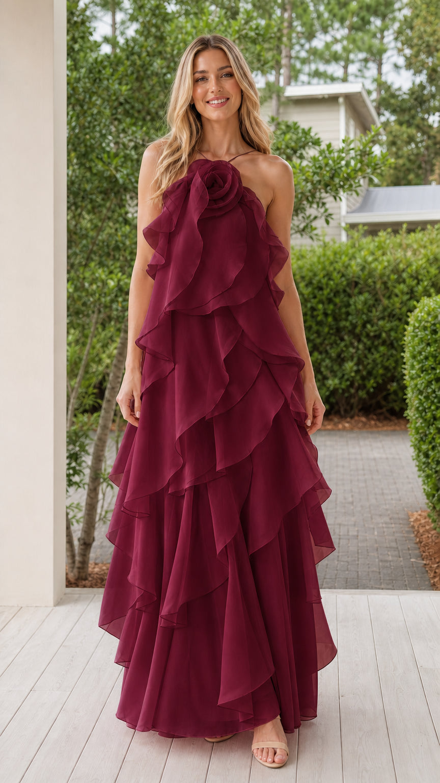 Front view in burgundy color variant