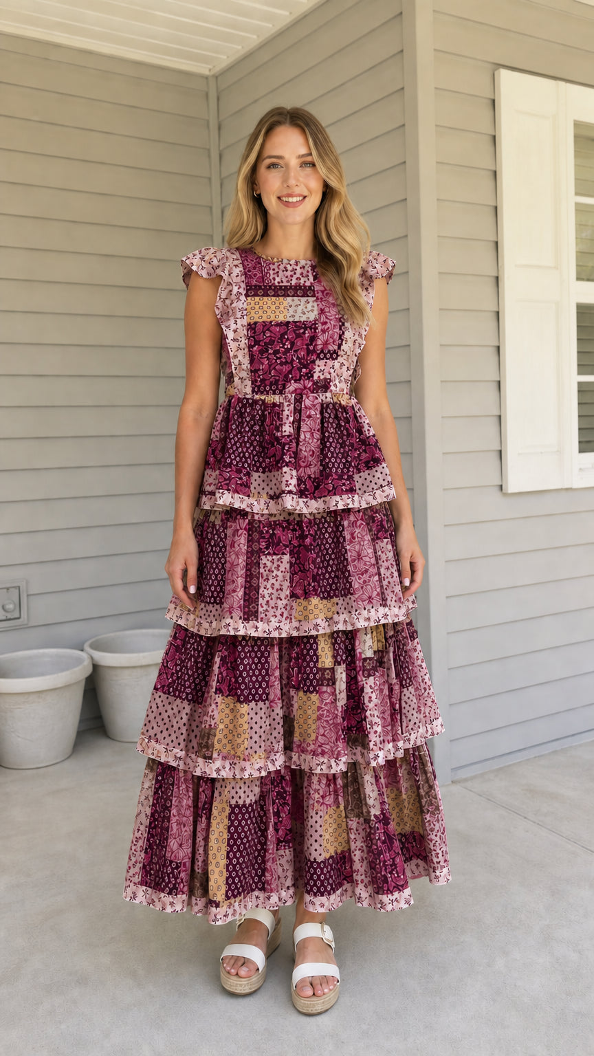 Full front view of burgundy color variant